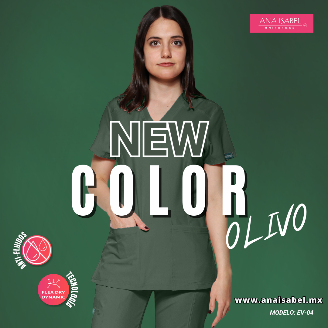 Conjunto SET Filipina y Pantalón JOGGER EV-04 Tatita REPELENTE A FLUIDOS-Color OLIVO Dama-Ana Isabel Uniformes