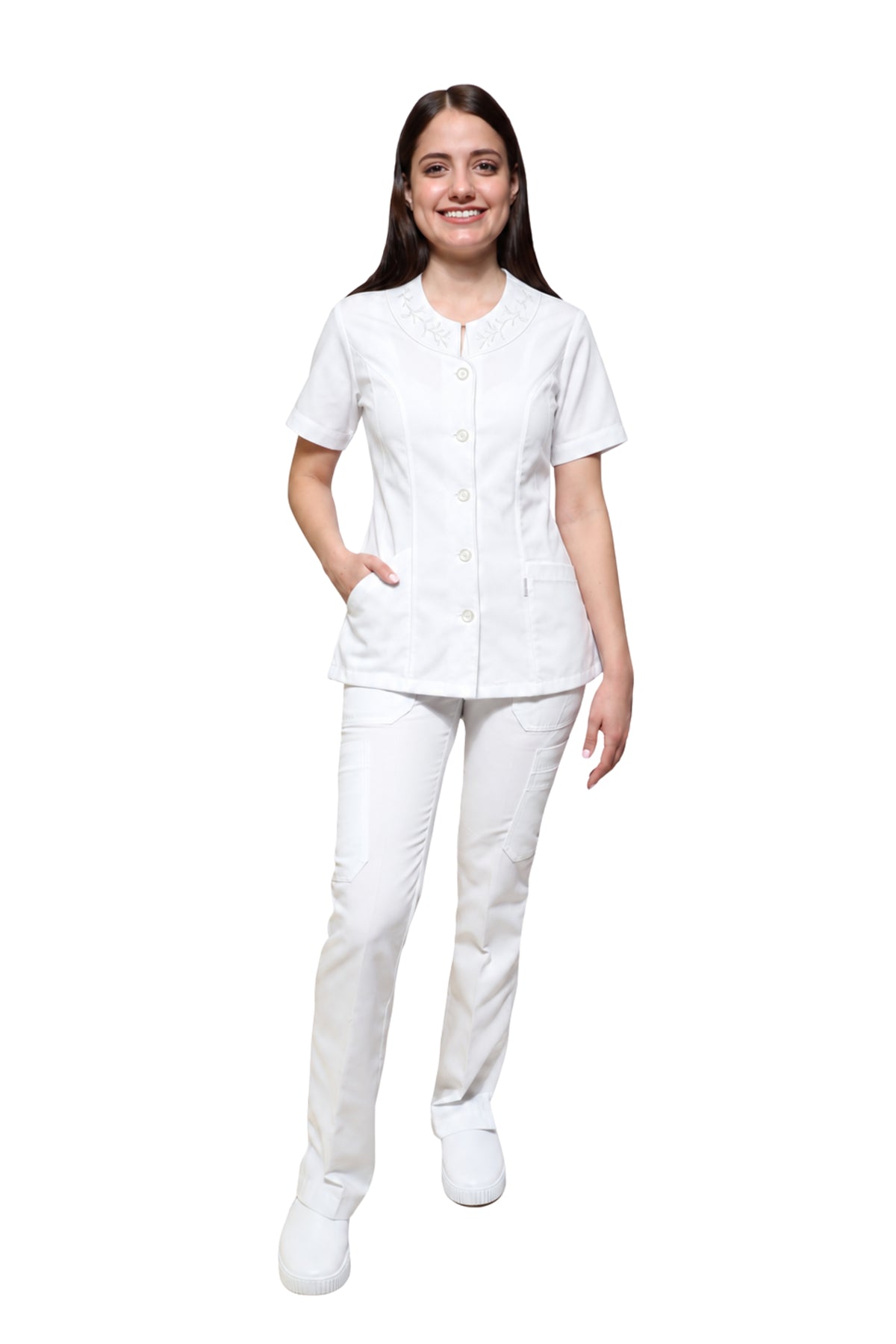Conjunto SET TERGAL AI-127 -Color BLANCO Dama-Ana Isabel Uniformes