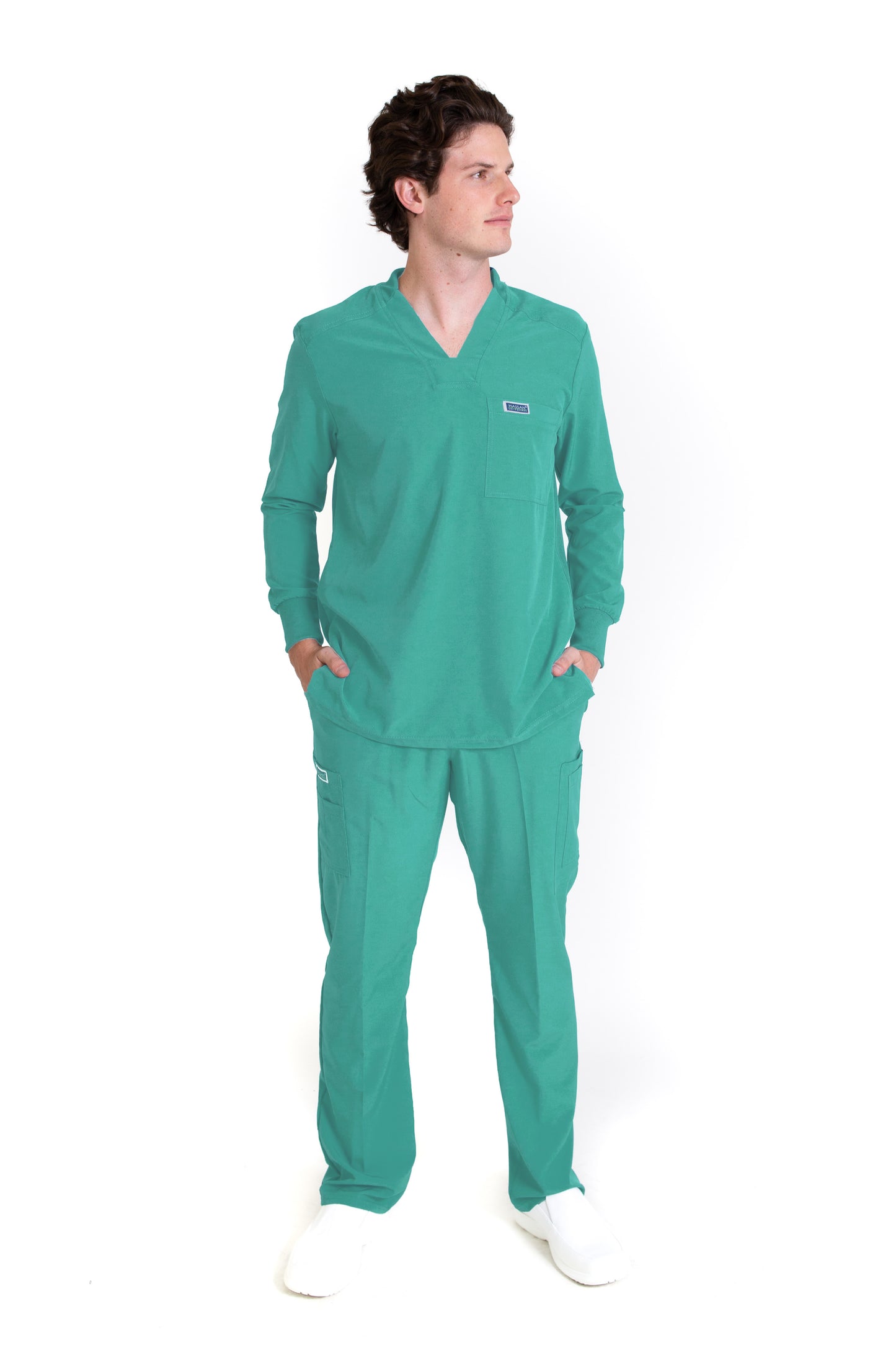 Conjunto SET Filipina MANGA LARGA y Pantalón EA-03 REPELENTE A FLUIDOS-Color JADE HOMBRE-HASSAN Uniformes