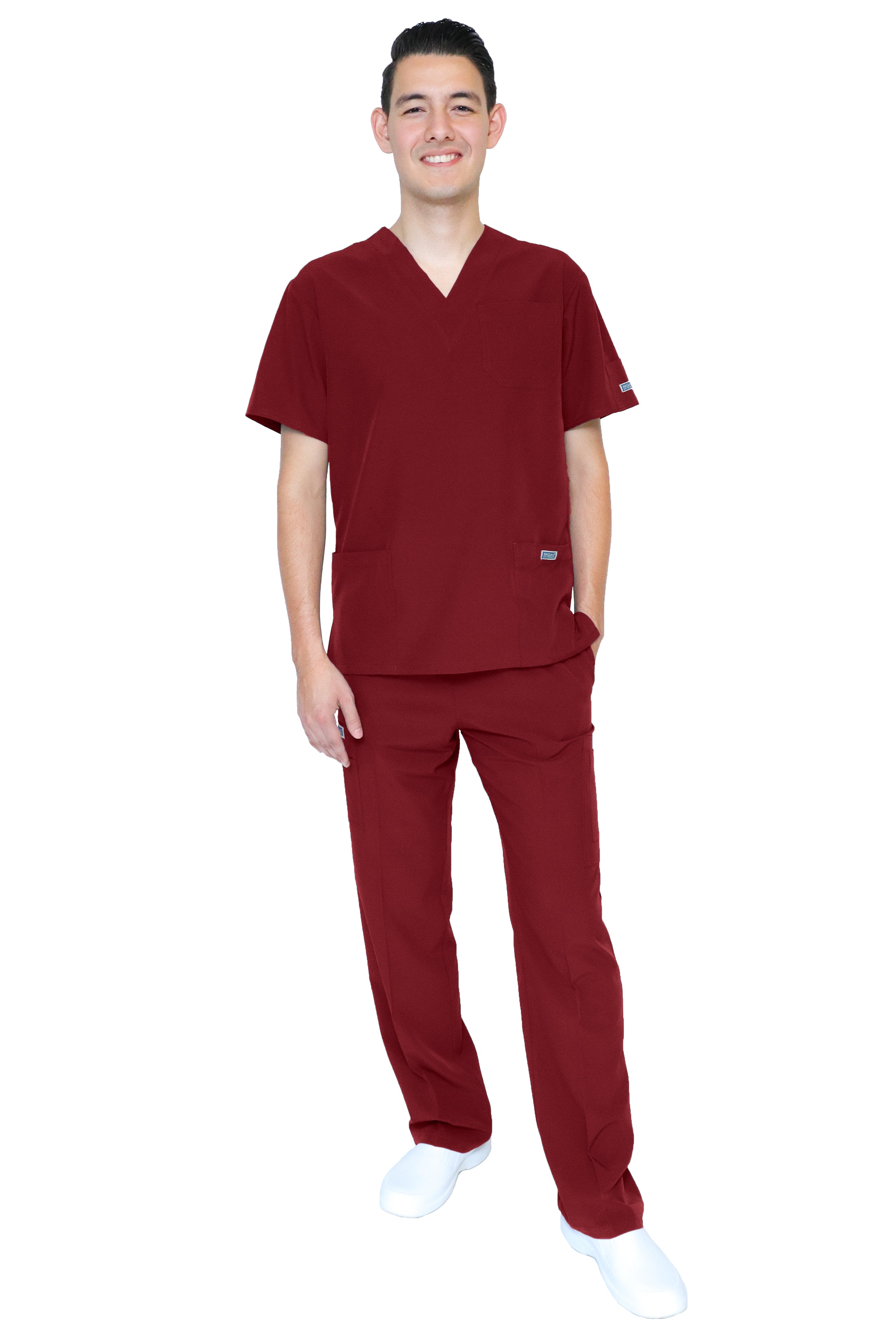 Conjunto SET Filipina y Pantalón EA-09 REPELENTE A FLUIDOS-Color VINO HOMBRE-HASSAN Uniformes