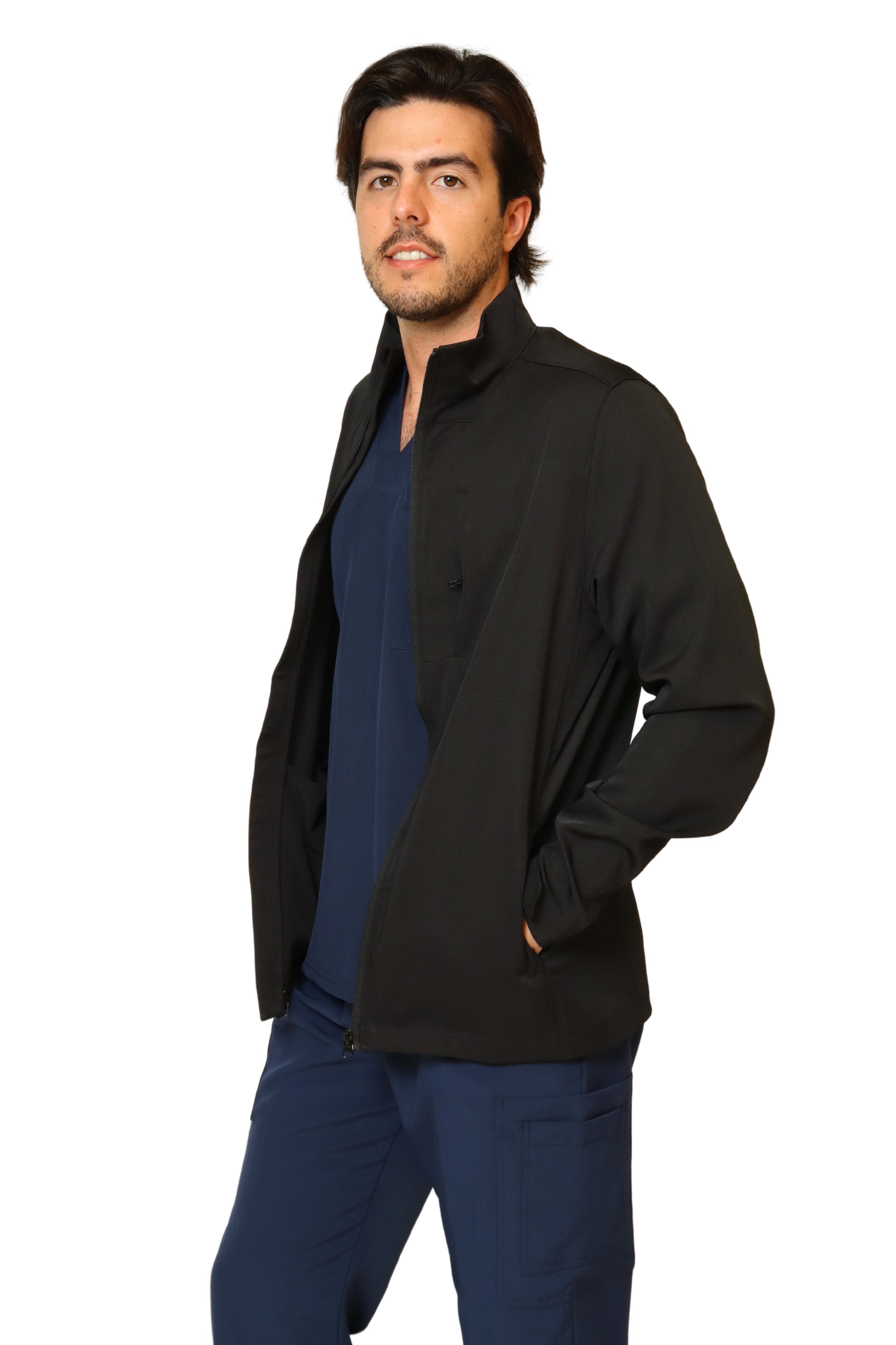 CHAMARRA FIT JACKET EXTRA GRUESA- DOBLE STRETCH CON CIERRE con REPELENTE A FLUIDOS para Caballero - EA-10