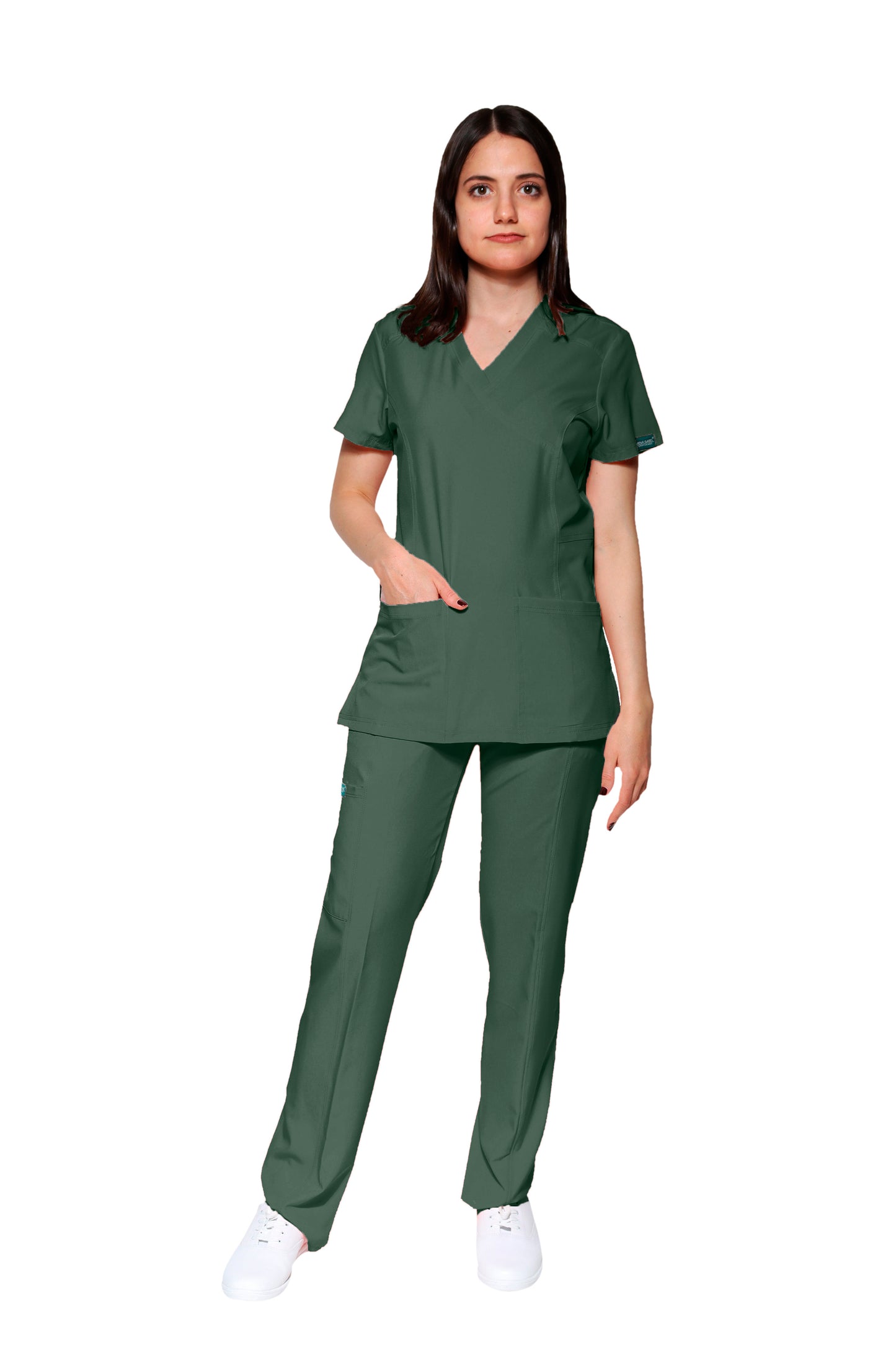 Conjunto SET Filipina y Pantalón EV-04 Tatita REPELENTE A FLUIDOS-Color OLIVO Dama-Ana Isabel Uniformes