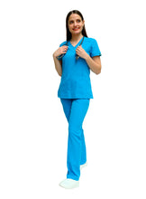 Cargar imagen en el visor de la galería, Conjunto SET Filipina y Pantalón EV-04 Tatita REPELENTE A FLUIDOS-Color Turquesa Dama-Ana Isabel Uniformes