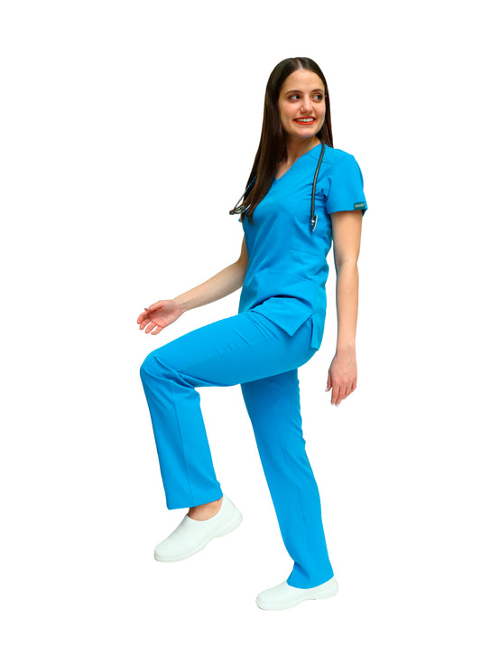 Conjunto SET Filipina y Pantalón EV-04 Tatita REPELENTE A FLUIDOS-Color Turquesa Dama-Ana Isabel Uniformes