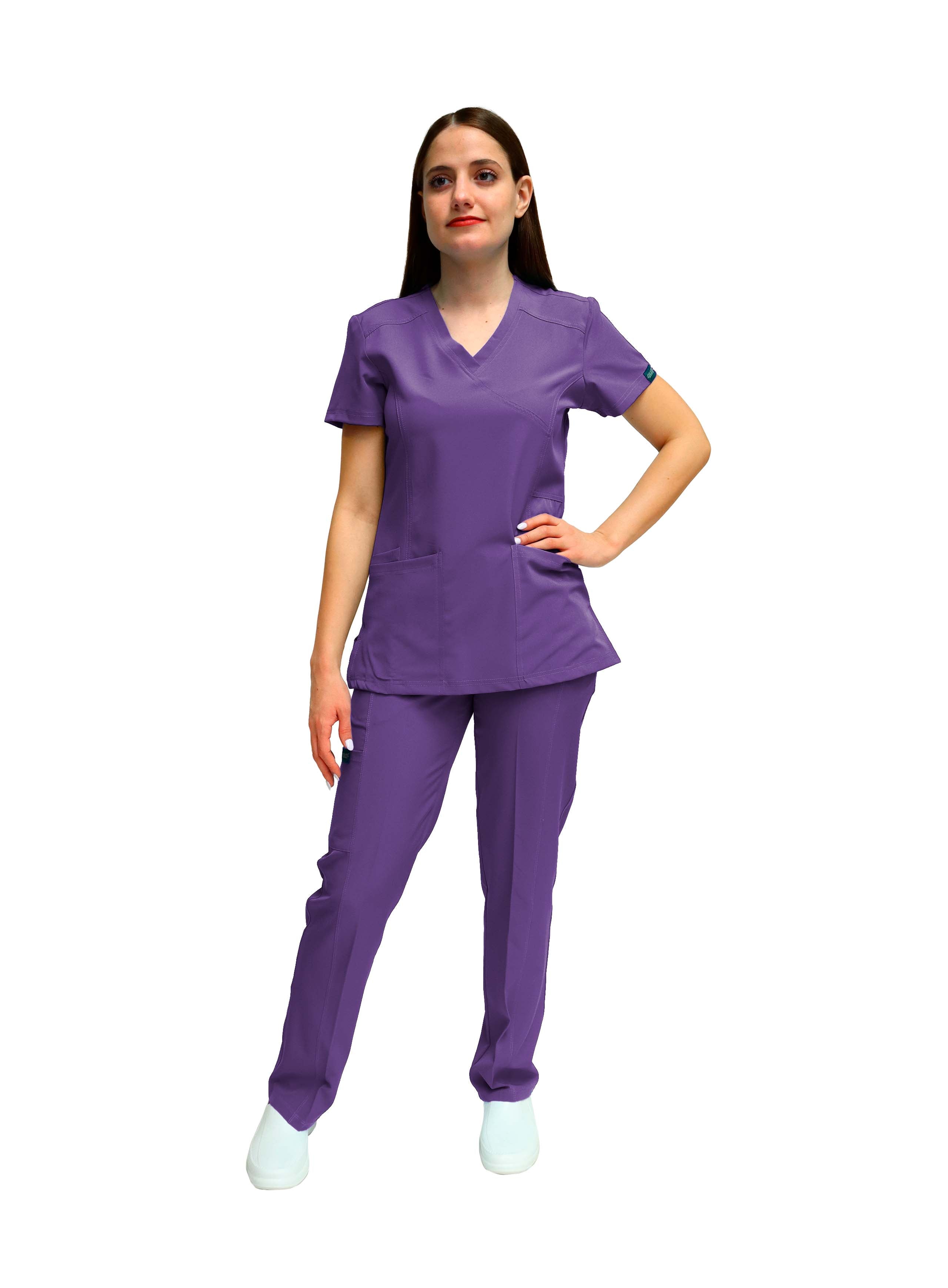 KIT Estudiantes - Chamarra Fit Jacket Extra Gruesa y Conjunto Quirúrgico con Pant Recto Doble Stretch Repelente a fluidos para Dama