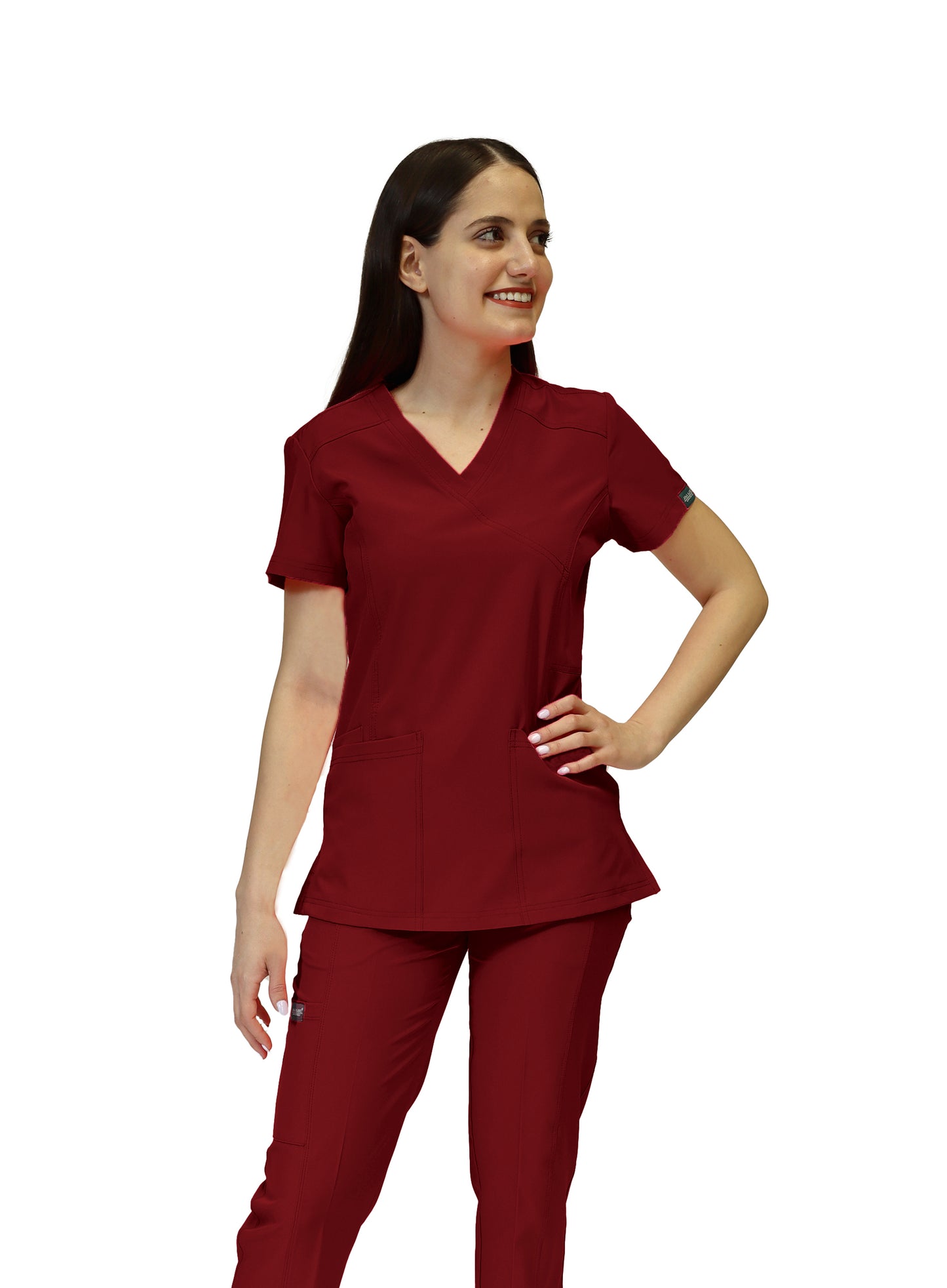 Filipina Top EV-04 Tatita REPELENTE A FLUIDOS-Color VINO Dama-Ana Isabel Uniformes