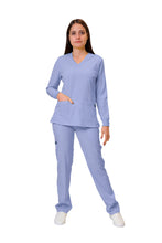 Cargar imagen en el visor de la galería, Conjunto SET Filipina MANGA LARGA y Pantalón EV-16 Tatita REPELENTE A FLUIDOS-Color LILA Dama-Ana Isabel Uniformes