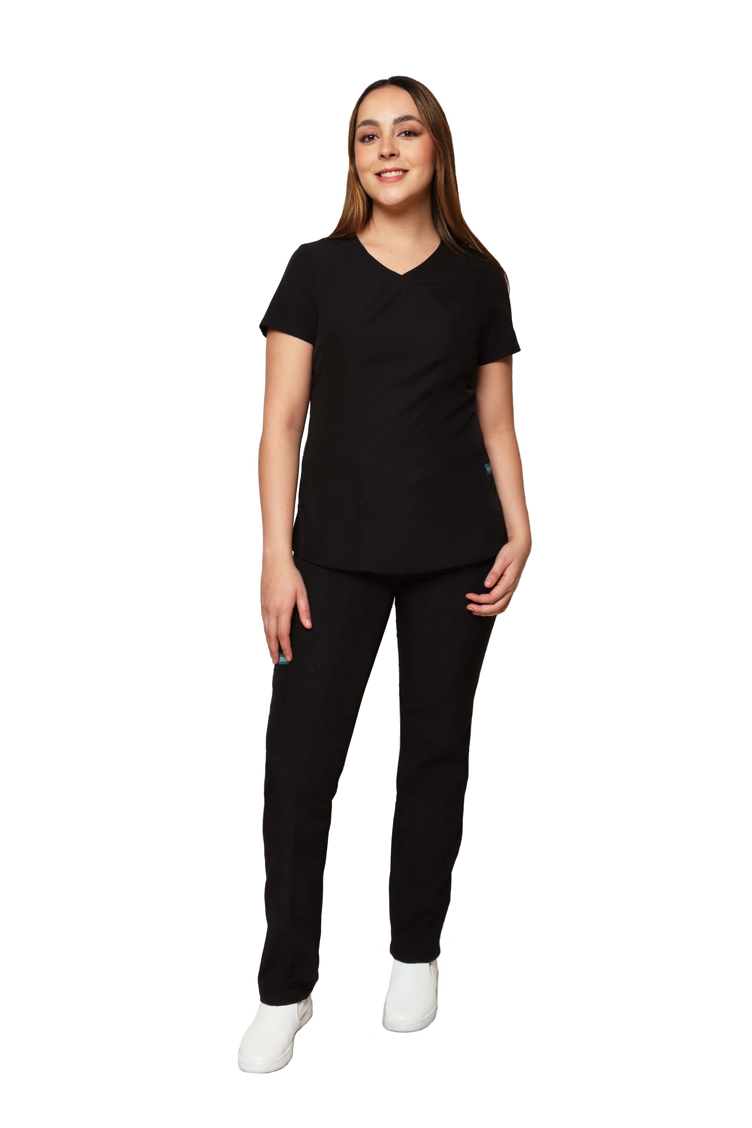 Conjunto SET Filipina y Pantalón EV-19 ALEXA REPELENTE A FLUIDOS-Color NEGRO Dama-Ana Isabel Uniformes