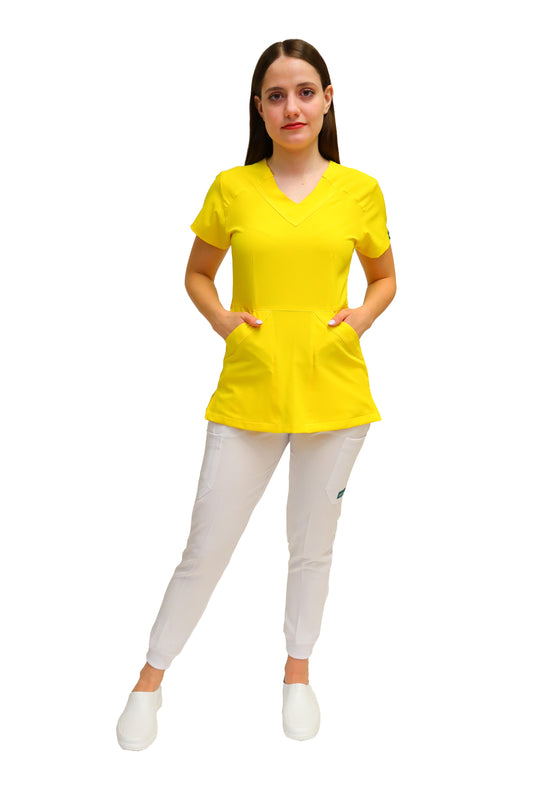 Conjunto SET Filipina y Pantalón JOGGER EV-23 Vania REPELENTE A FLUIDOS-Color YELLOW Dama-Ana Isabel Uniformes