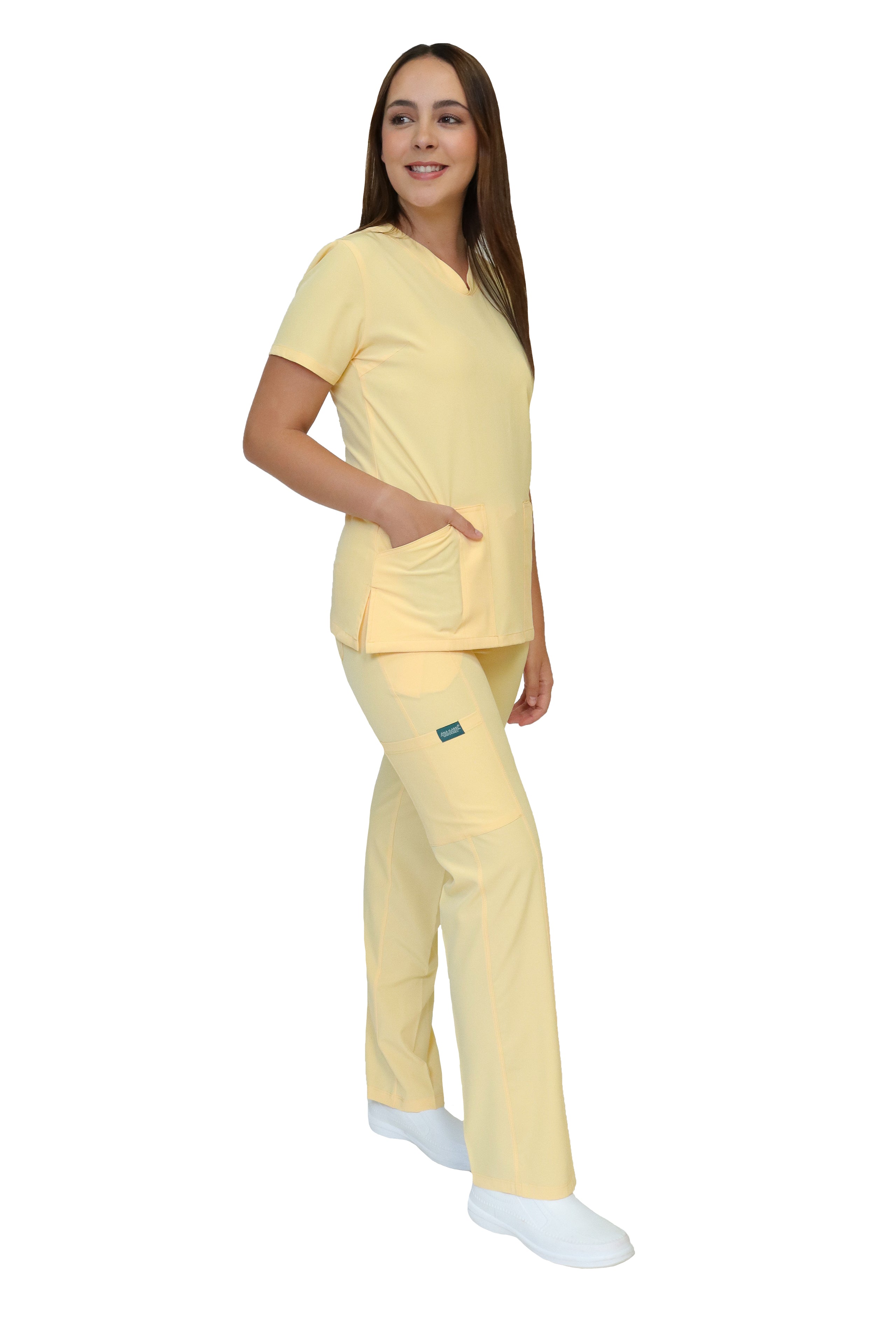 Conjunto SET Filipina y Pantalón EV-24 KITTY REPELENTE A FLUIDOS-Color CANARIO Dama-Ana Isabel Uniformes