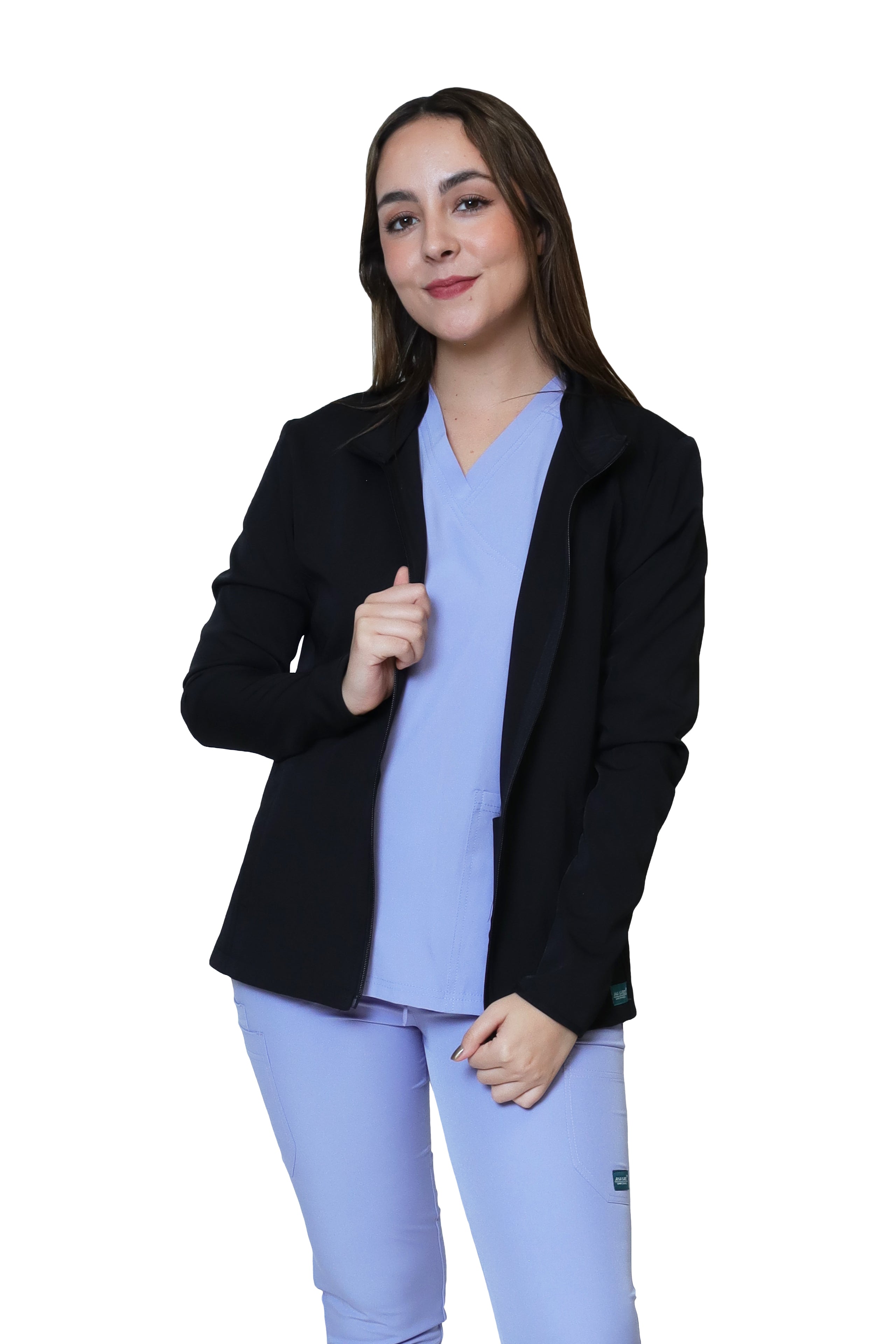 KIT Estudiantes - Chamarra Fit Jacket Extra Gruesa y Conjunto Quirúrgico con Pant Recto Doble Stretch Repelente a fluidos para Dama