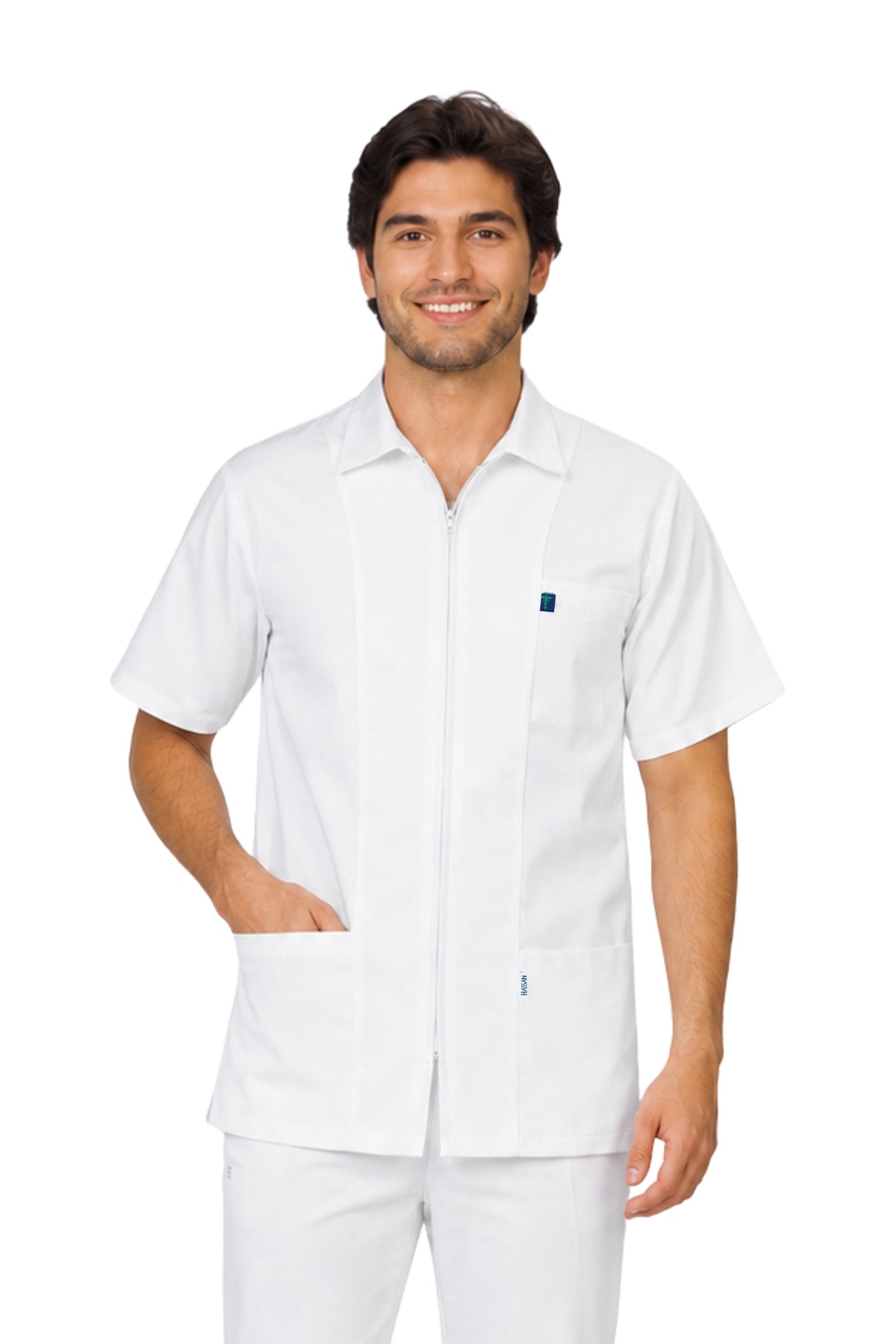 Filipina HA-13R - CON TECNOLOGÍA REPELENCIA CIERRE -Color BLANCO HOMBRE- HASSAN Uniformes