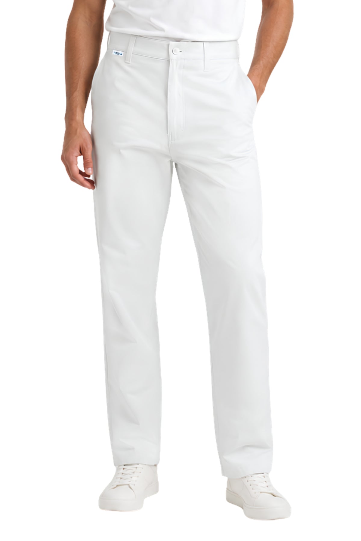 PANTALÓN DE GABARDINA HA-17R Blanco - con TECNOLOGÍA REPELENCIA - CABALLERO