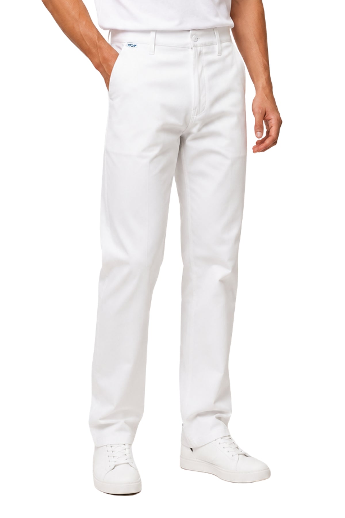 PANTALÓN DE GABARDINA HA-17R Blanco - con TECNOLOGÍA REPELENCIA - CABALLERO