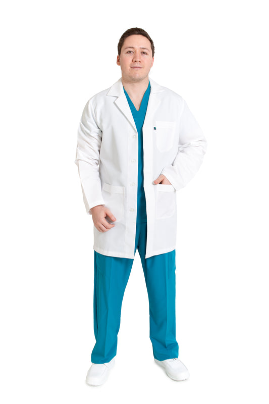 Bata Médica de Laboratorio para Caballero HA-32R CON TECNOLOGÍA REPELENCIA -Profesional-HASSAN Uniformes