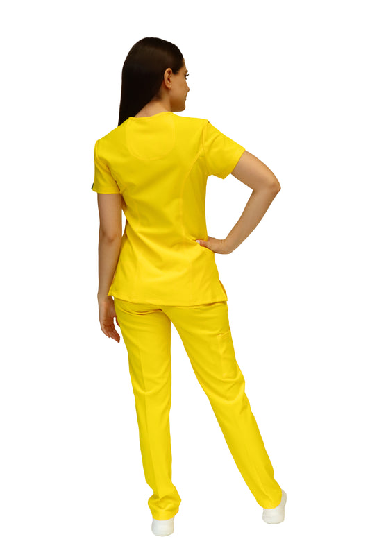 Conjunto SET Filipina y Pantalón EV-04 Tatita REPELENTE A FLUIDOS-Color Yellow Dama-Ana Isabel Uniformes