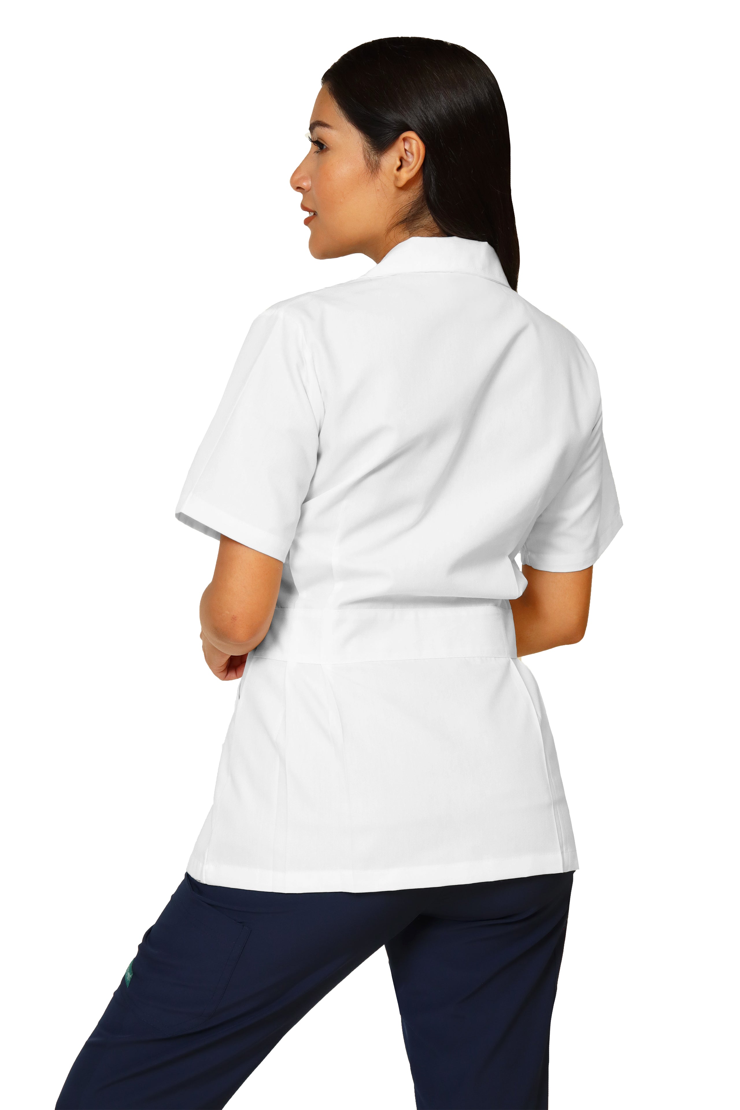 Filipina Top KA-01R CIERRE -Color BLANCO Dama- REPELENTE A FLUIDOS- KAREN MEDICAL FASHION