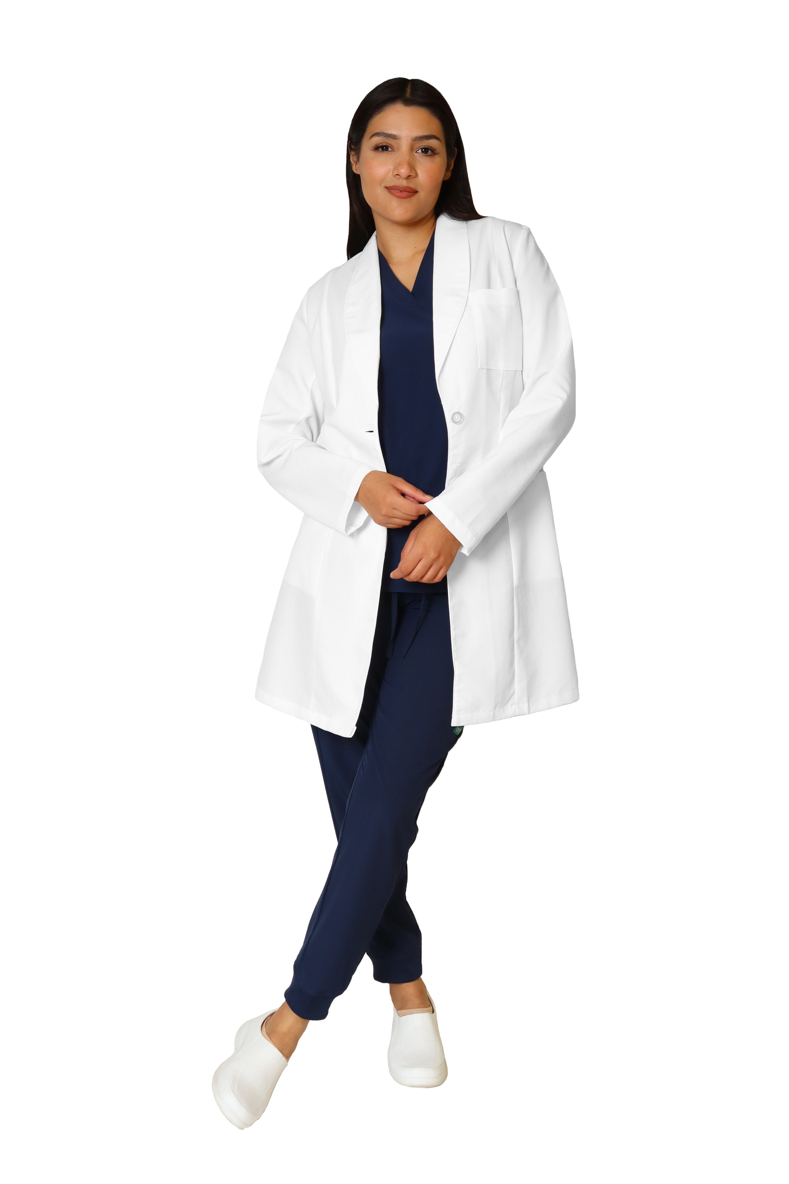 Bata Médica de Laboratorio para Dama KA-34R-ROMBO LARGA- REPELENTE A FLUIDOS- Karen Medical Fashion