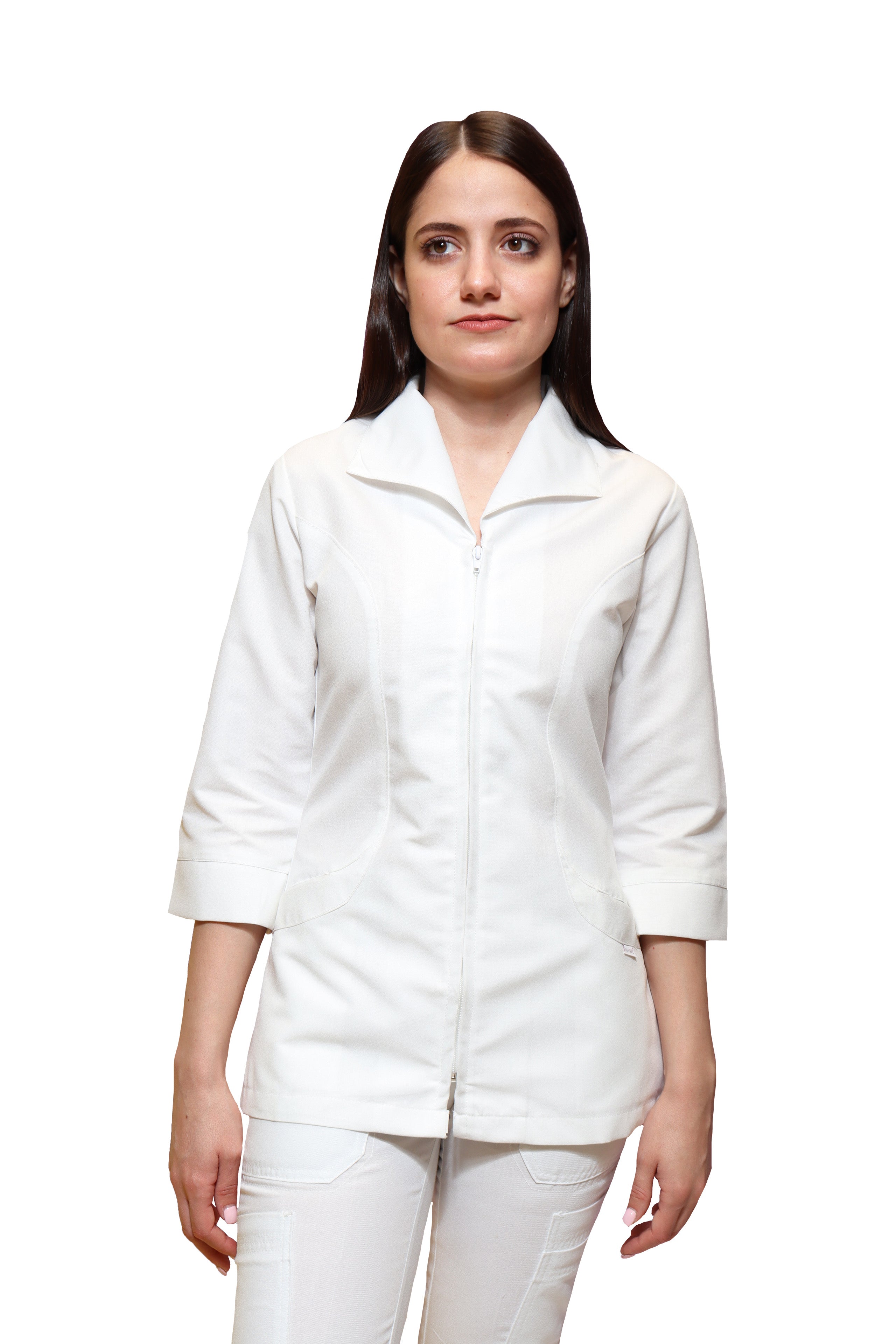 Conjunto SET Filipina y Pantalón AI-110 ANGIE -Color BLANCO Dama-KAREN MEDICAL FASHION