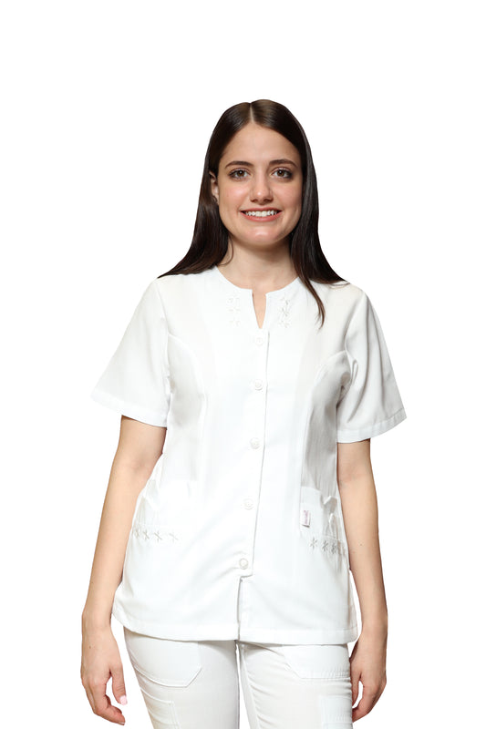 Conjunto SET TERGAL AI-114 -Color BLANCO Dama-Ana Isabel Uniformes