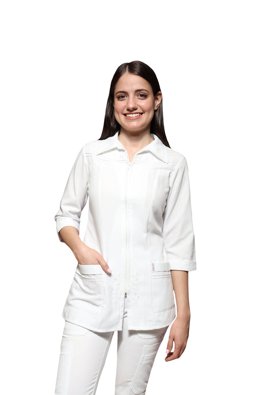Conjunto SET TERGAL AI-154-Color BLANCO Dama-Ana Isabel Uniformes