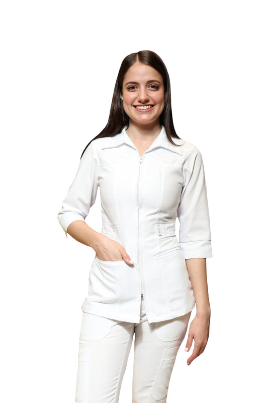 Conjunto SET TERGAL AI-157 -Color BLANCO Dama-Ana Isabel Uniformes