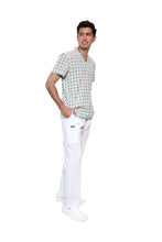 Cargar imagen en el visor de la galería, Conjunto SET Filipina y Pantalón EA-02 REPELENTE A FLUIDOS-Color ESTAMPADO DINOSAURIOS con PANT BLANCO HOMBRE-HASSAN Uniformes