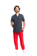 Cargar imagen en el visor de la galería, Conjunto SET Filipina y Pantalón EA-02 REPELENTE A FLUIDOS-Color PEWTER/ROJO con PANT ROJO HOMBRE-HASSAN Uniformes