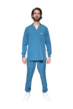 Cargar imagen en el visor de la galería, Conjunto SET Filipina MANGA LARGA y Pantalón JOGGER EA-03 REPELENTE A FLUIDOS-Color CARIBE HOMBRE-HASSAN Uniformes