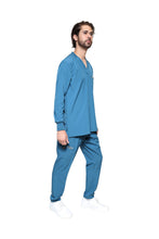 Cargar imagen en el visor de la galería, Conjunto SET Filipina MANGA LARGA y Pantalón JOGGER EA-03 REPELENTE A FLUIDOS-Color CARIBE HOMBRE-HASSAN Uniformes