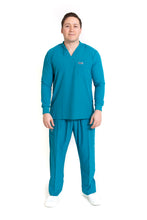 Cargar imagen en el visor de la galería, Conjunto SET Filipina MANGA LARGA y Pantalón EA-03 REPELENTE A FLUIDOS-Color VERDE HOMBRE-HASSAN Uniformes