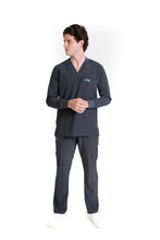 Cargar imagen en el visor de la galería, Conjunto SET Filipina MANGA LARGA y Pantalón EA-03 REPELENTE A FLUIDOS-Color PEWTER HOMBRE-HASSAN Uniformes