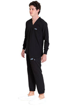 Cargar imagen en el visor de la galería, Conjunto SET Filipina MANGA LARGA y Pantalón JOGGER EA-03 REPELENTE A FLUIDOS-Color NEGRO HOMBRE-HASSAN Uniformes