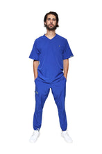 Cargar imagen en el visor de la galería, Conjunto SET Filipina y Pantalón JOGGER EA-04 REPELENTE A FLUIDOS-Color AZUL GALACTICO HOMBRE-HASSAN Uniformes