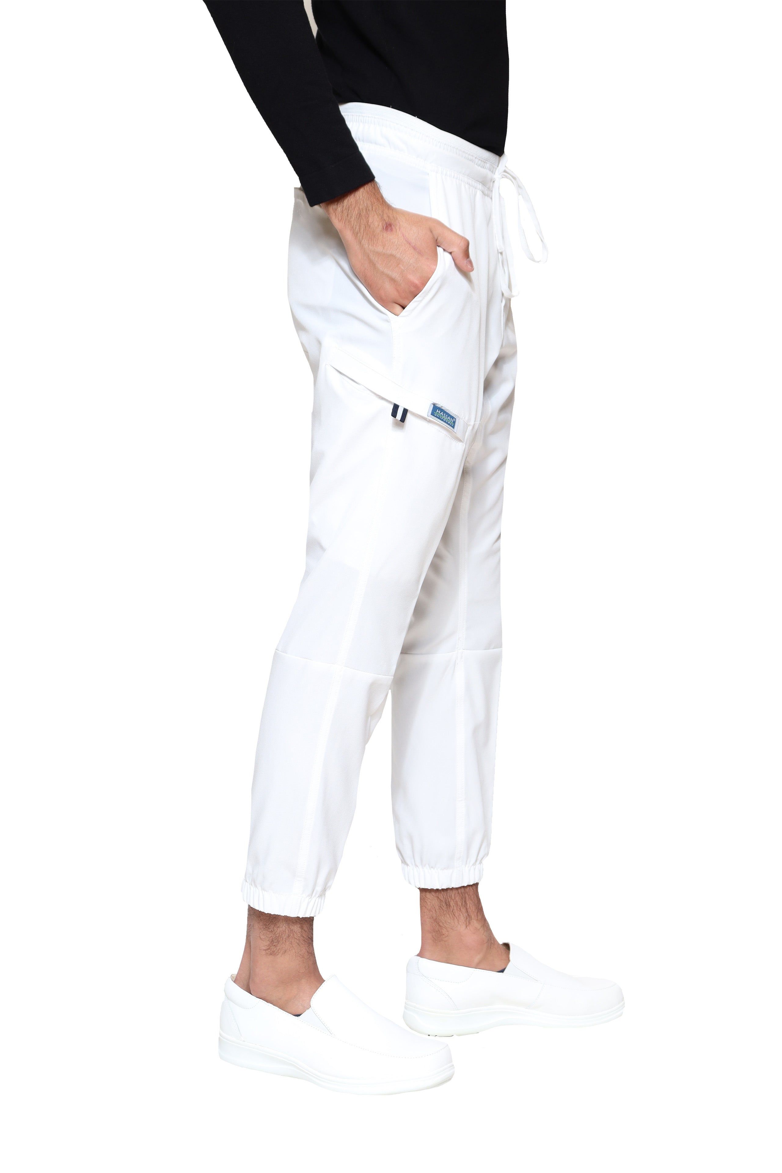 Conjunto SET Filipina y Pantalón JOGGER EA-02 REPELENTE A FLUIDOS-Color BLANCO HOMBRE-HASSAN Uniformes