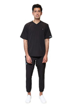 Cargar imagen en el visor de la galería, Conjunto SET Filipina y Pantalón JOGGER EA-04 REPELENTE A FLUIDOS-Color NEGRO HOMBRE-HASSAN Uniformes