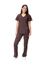 Cargar imagen en el visor de la galería, Conjunto SET Filipina y Pantalón ER-01 Kate -Color CAFE - Dama- Ana Isabel Uniformes