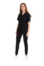 Cargar imagen en el visor de la galería, Conjunto SET Filipina y Pantalón JOGGER EV-01 Chicu REPELENTE A FLUIDOS-Color NEGRO Dama-Ana Isabel Uniformes