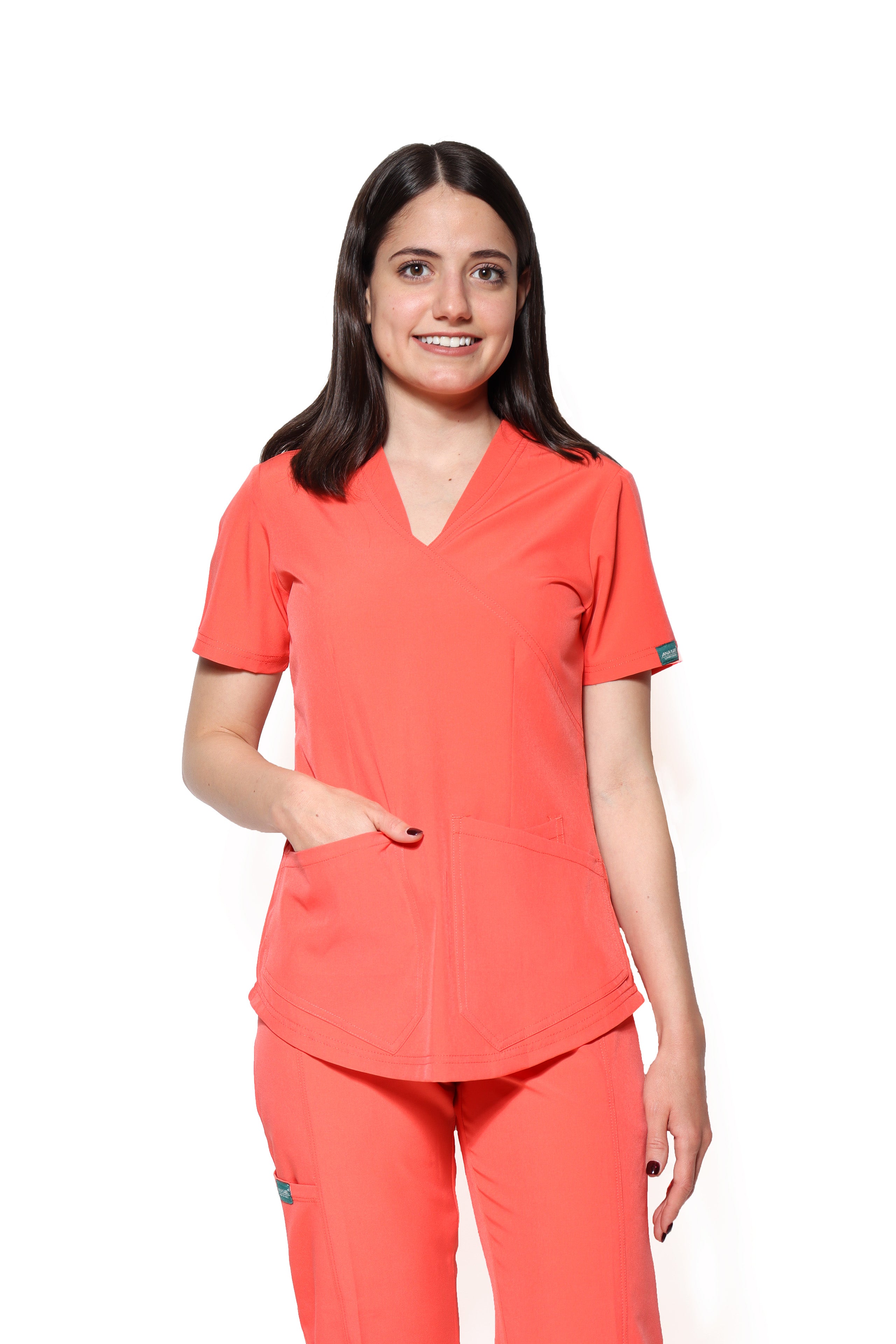 Filipina Top EV-02 Muñin REPELENTE A FLUIDOS-Color DURAZNO Dama-Ana Isabel Uniformes