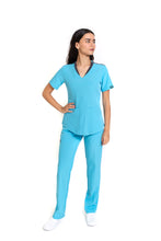 Cargar imagen en el visor de la galería, Conjunto SET Filipina y Pantalón EV-02 Muñin REPELENTE A FLUIDOS-Color Aqua/Pewter Dama-Ana Isabel Uniformes