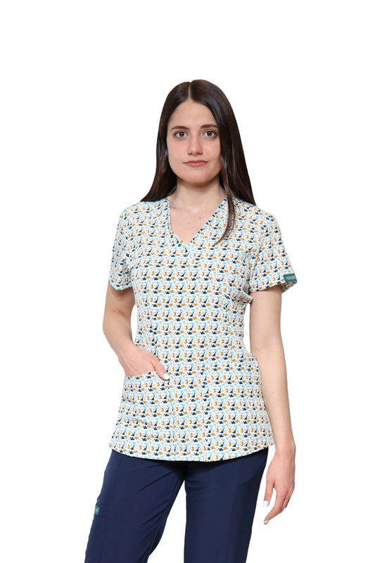 Filipina Top EV-04 Tatita REPELENTE A FLUIDOS-Color ESTAMPADO DINOSAURIOS Dama-Ana Isabel Uniformes