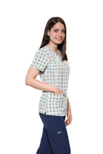 Cargar imagen en el visor de la galería, Conjunto SET Filipina y Pantalón EV-04 Tatita REPELENTE A FLUIDOS-Color ESTAMPADO DINOSAURIOS con PANT MARINO Dama-Ana Isabel Uniformes