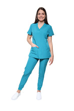 Cargar imagen en el visor de la galería, Conjunto SET Filipina y Pantalón JOGGER EV-04 Tatita REPELENTE A FLUIDOS-Color VERDE Dama-Ana Isabel Uniformes