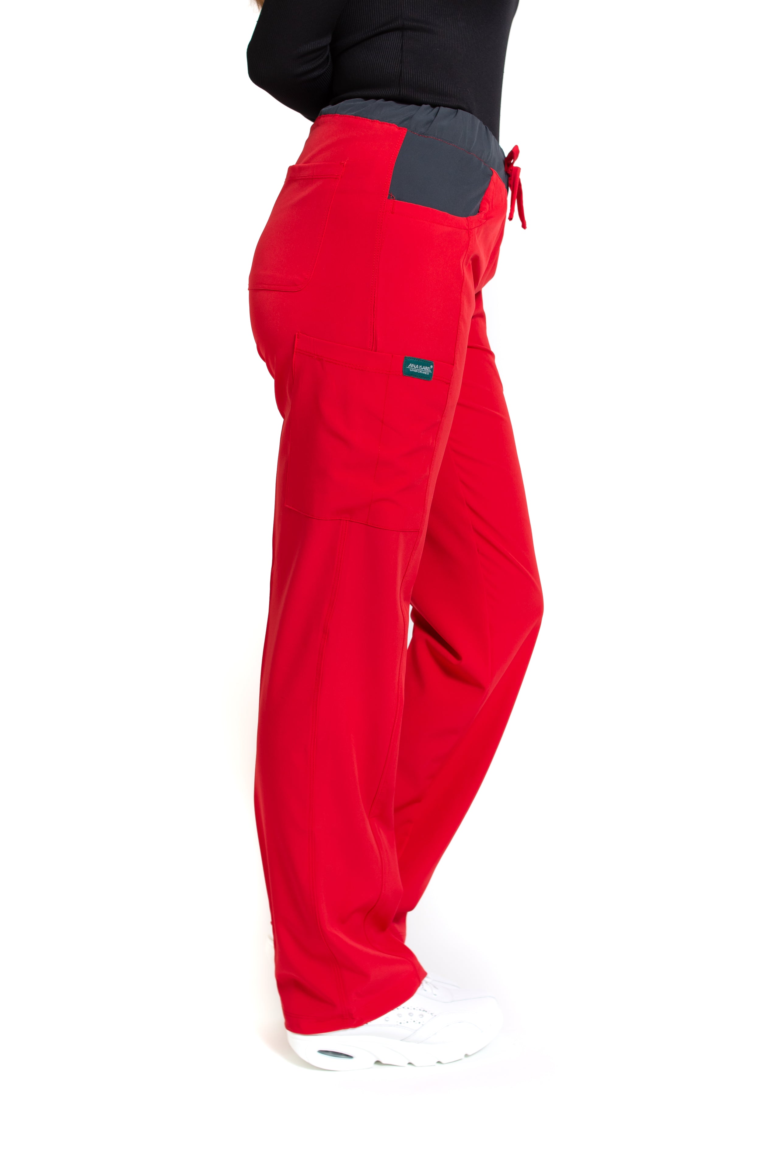 Conjunto SET Filipina y Pantalón EV-02 Muñin REPELENTE A FLUIDOS-Color PEWTER/ROJO con PANT ROJO/PEWTER Dama-Ana Isabel Uniformes