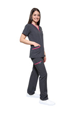 Cargar imagen en el visor de la galería, Conjunto SET Filipina y Pantalón EV-18 CANDY REPELENTE A FLUIDOS-Color Pewter/Fandango Dama-Ana Isabel Uniformes