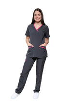 Cargar imagen en el visor de la galería, Conjunto SET Filipina y Pantalón EV-18 CANDY REPELENTE A FLUIDOS-Color Pewter/Fandango Dama-Ana Isabel Uniformes