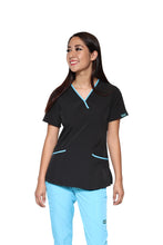 Cargar imagen en el visor de la galería, Filipina Top EV-18 Candy REPELENTE A FLUIDOS-Color NEGRO/AQUA Dama-Ana Isabel Uniformes