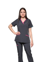 Cargar imagen en el visor de la galería, Conjunto SET Filipina y Pantalón EV-18 CANDY REPELENTE A FLUIDOS-Color Pewter/Fandango Dama-Ana Isabel Uniformes