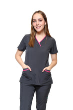 Cargar imagen en el visor de la galería, Conjunto SET Filipina y Pantalón JOGGER EV-18 CANDY REPELENTE A FLUIDOS-Color  Pewter/Fandango Dama-Ana Isabel Uniformes