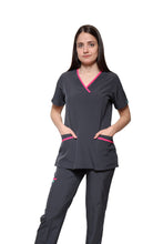 Cargar imagen en el visor de la galería, Conjunto SET Filipina y Pantalón EV-18 CANDY REPELENTE A FLUIDOS-Color Pewter/Fandango Dama-Ana Isabel Uniformes